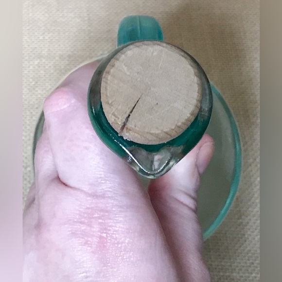 Vintage VE Vetreria Etrusca Green Glass Cruet Mid Century Cottage Core Italy - Picture 5 of 8